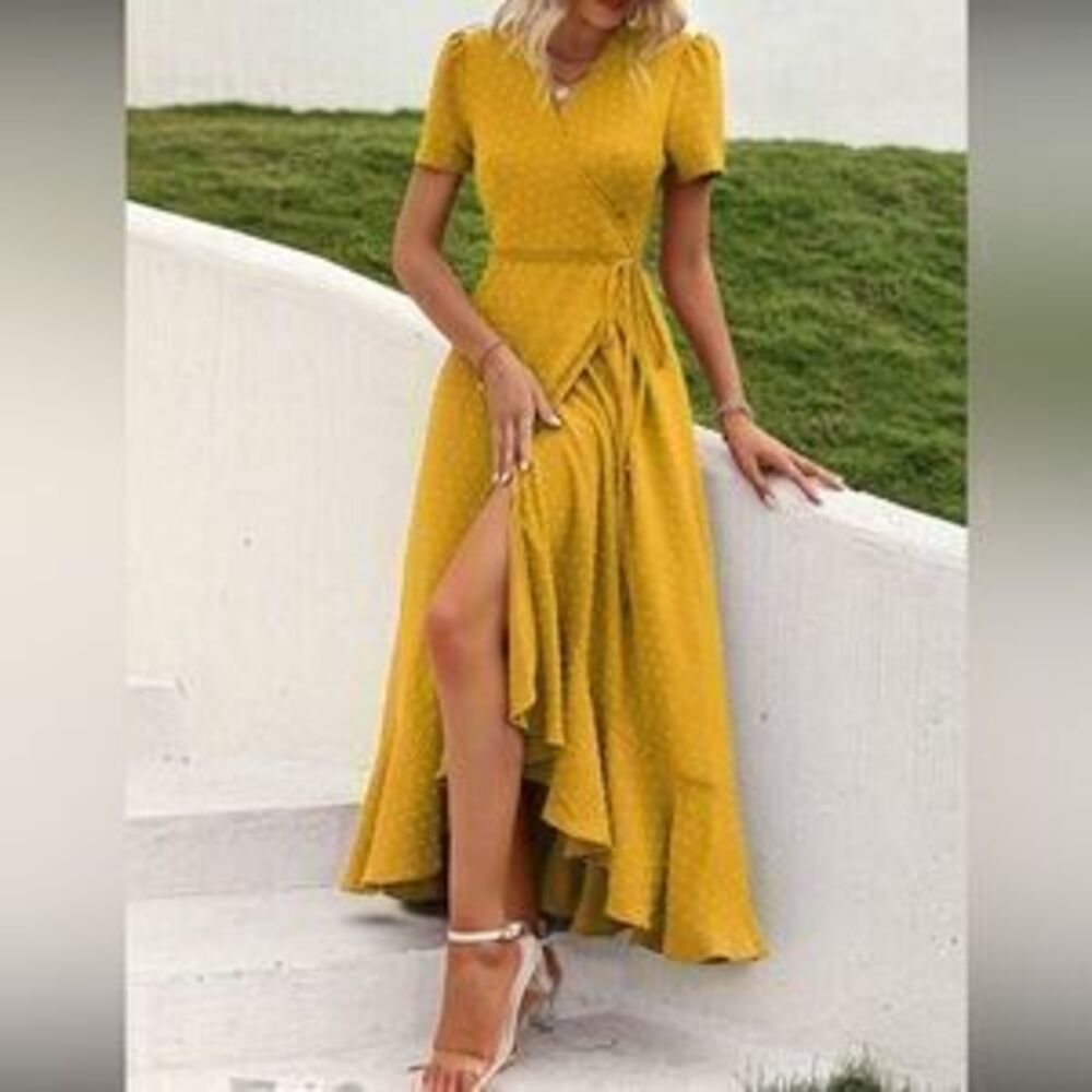 Elegant Pink Wrap Dress